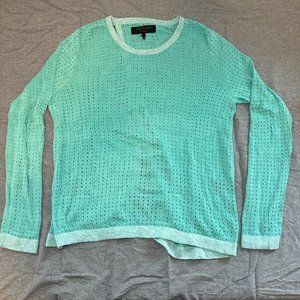 Rag & Bone, Teal Long Sleeve 100% Cotton‎ Blouse Mesh Open Back, Women Medium